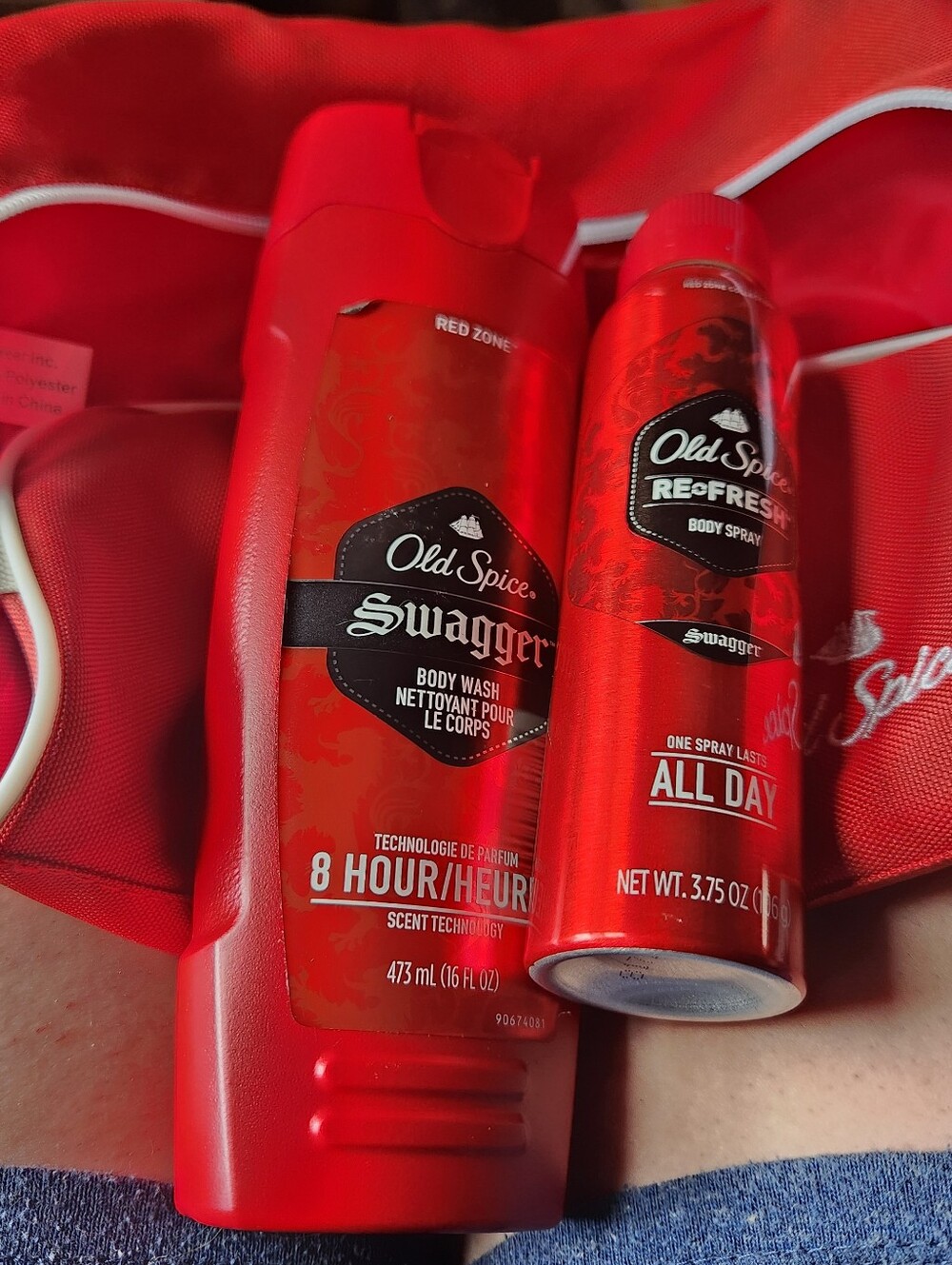 Men's Old Spice Swager Travel Bag, Body Wash And Body Spray. 8hr Cent Technology